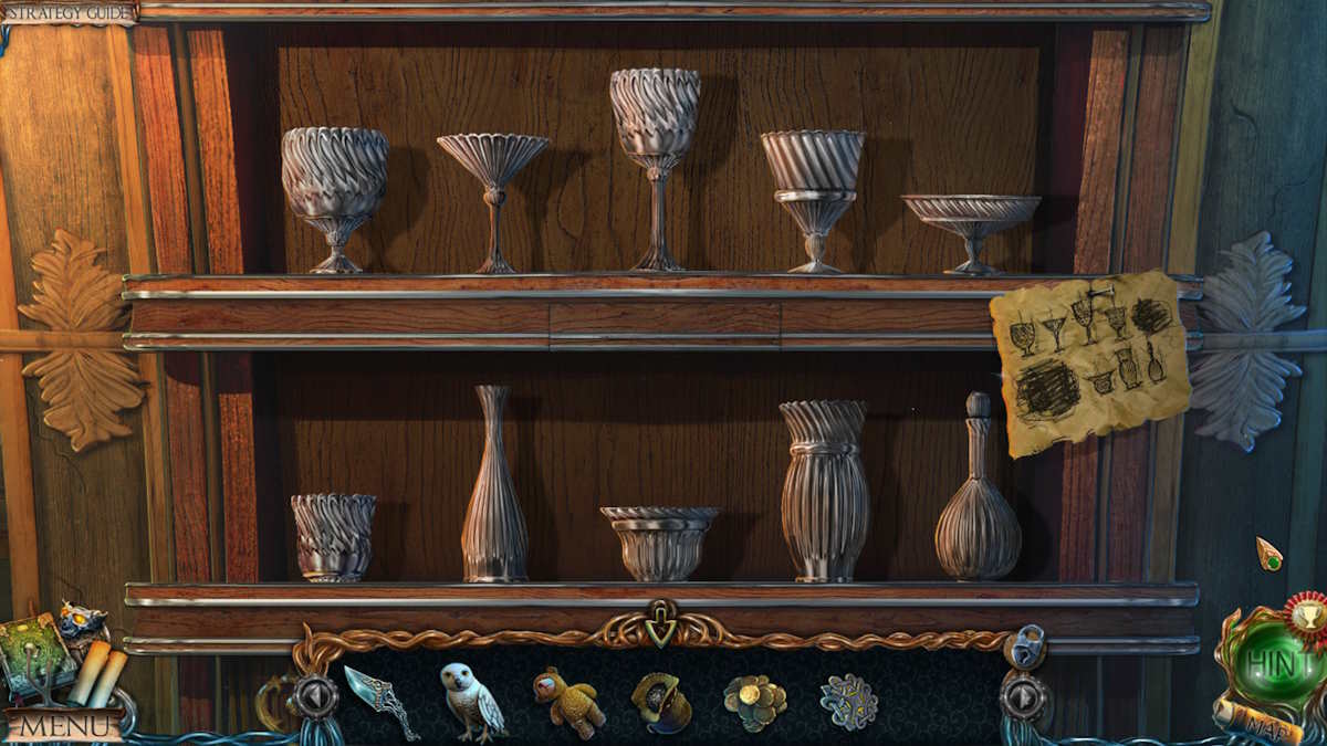 Solving the cups puzzle in the captain's cabin in Lost Lands 1: Dark Overlord