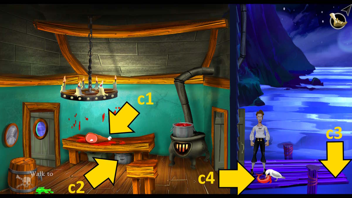 Exploring the kitchen in The Secret of Monkey Island: Special Edition