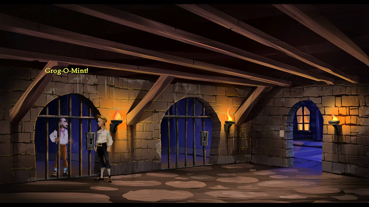 Giving Otto the mints in The Secret of Monkey Island: Special Edition