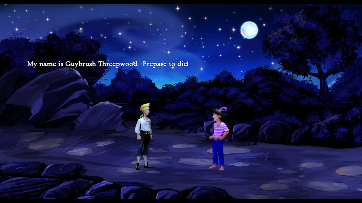 Starting a fight with a pirate in The Secret of Monkey Island: Special Edition