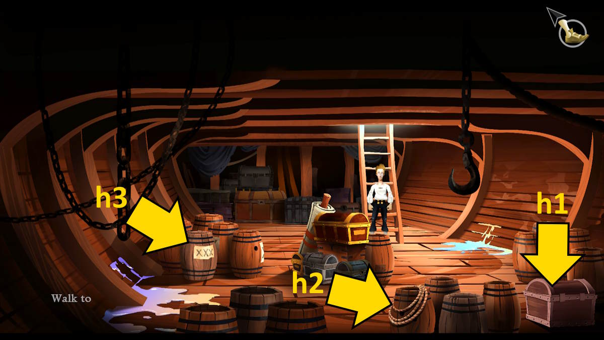 Exploring the hold in The Secret of Monkey Island: Special Edition