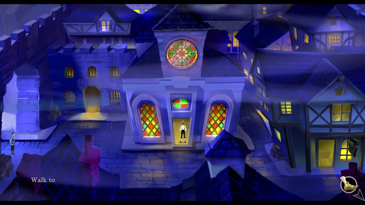 Entering the church in The Secret of Monkey Island: Special Edition
