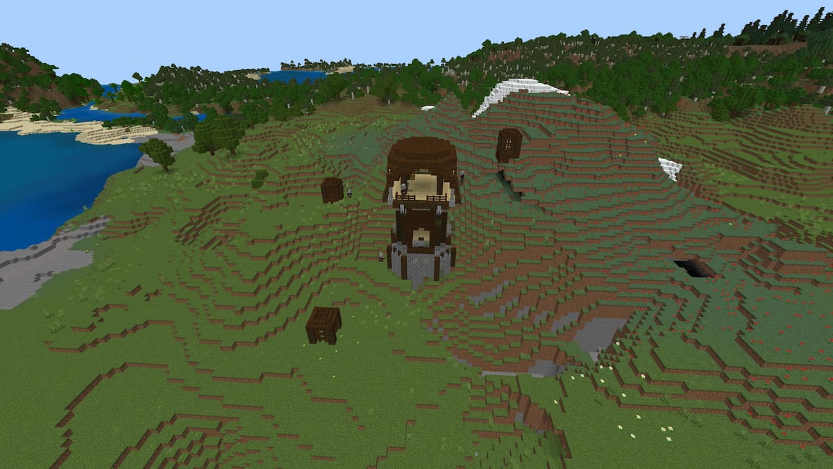 A Pillager Outpost on a Meadow Mountain biome in Minecraft