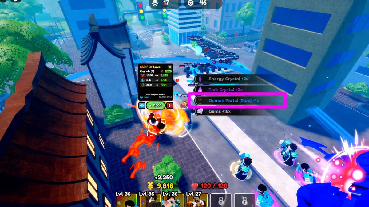 Player getting Demon Portal in Anime Defenders