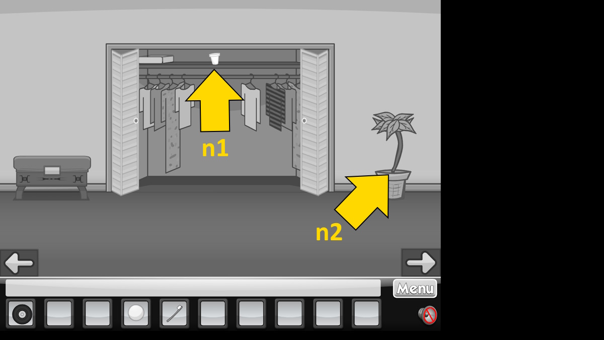 Opening the sliding bedroom doors in Escape the Black and White House