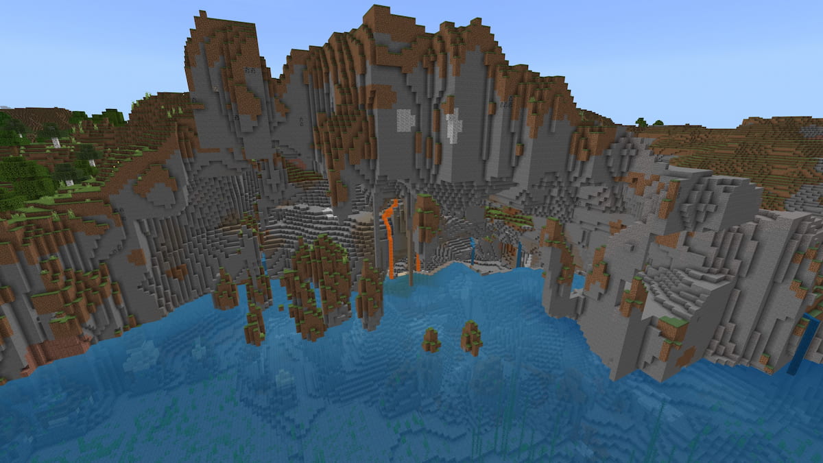 A Minecraft cove with a secret cavern