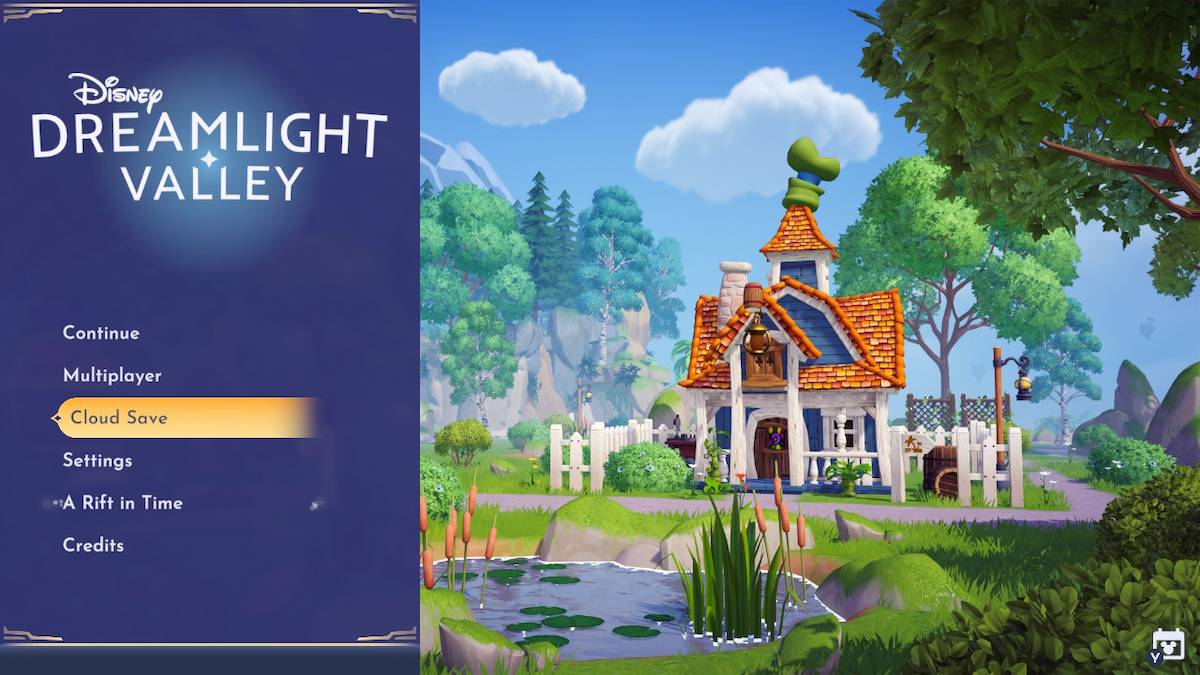 The cloud save option on Disney Dreamlight Valley.