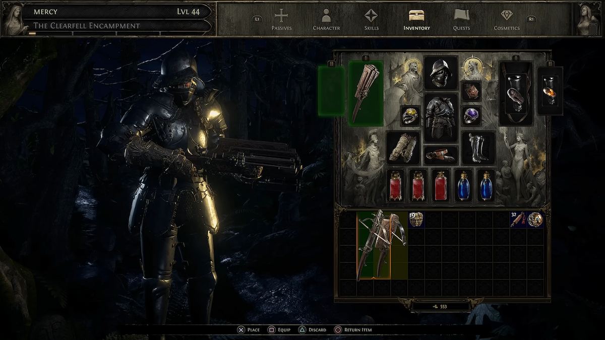 A level 44 Mercenary class character from Path of Exile 2.