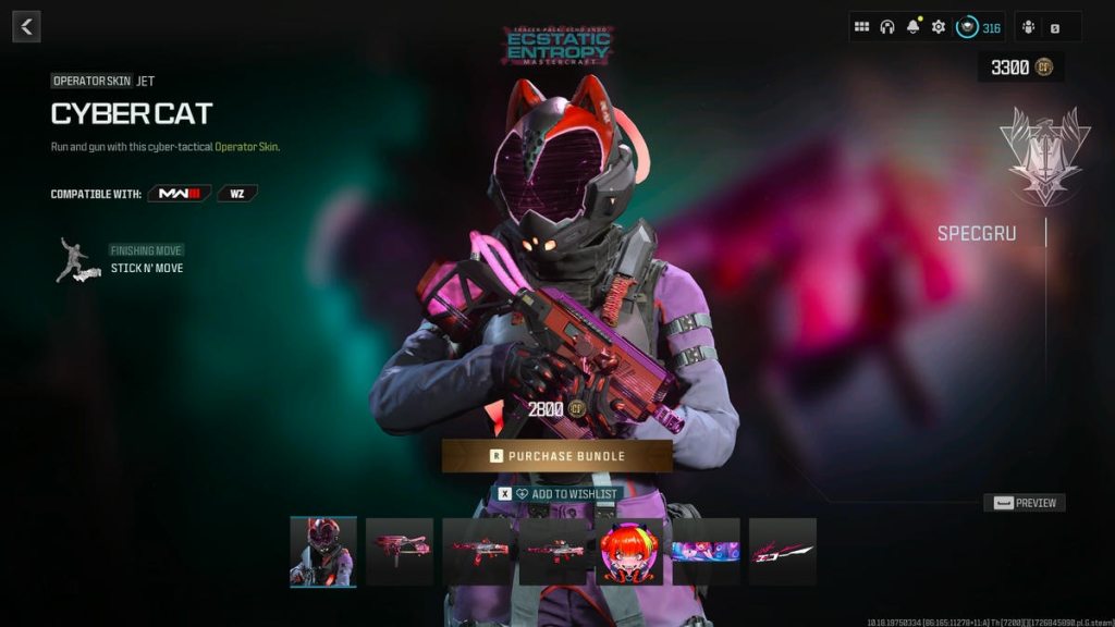 Call of Duty Warzone operator skin Cyber Cat