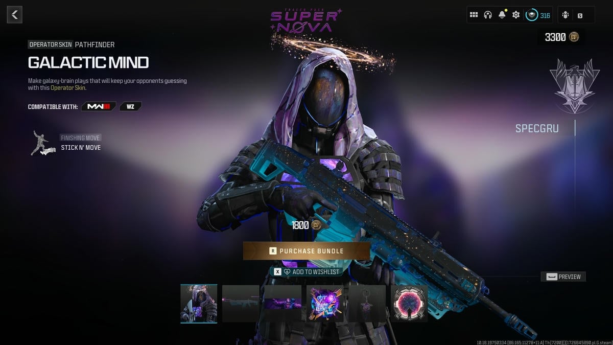 Call of Duty Warzone operator skin Galactic Mind