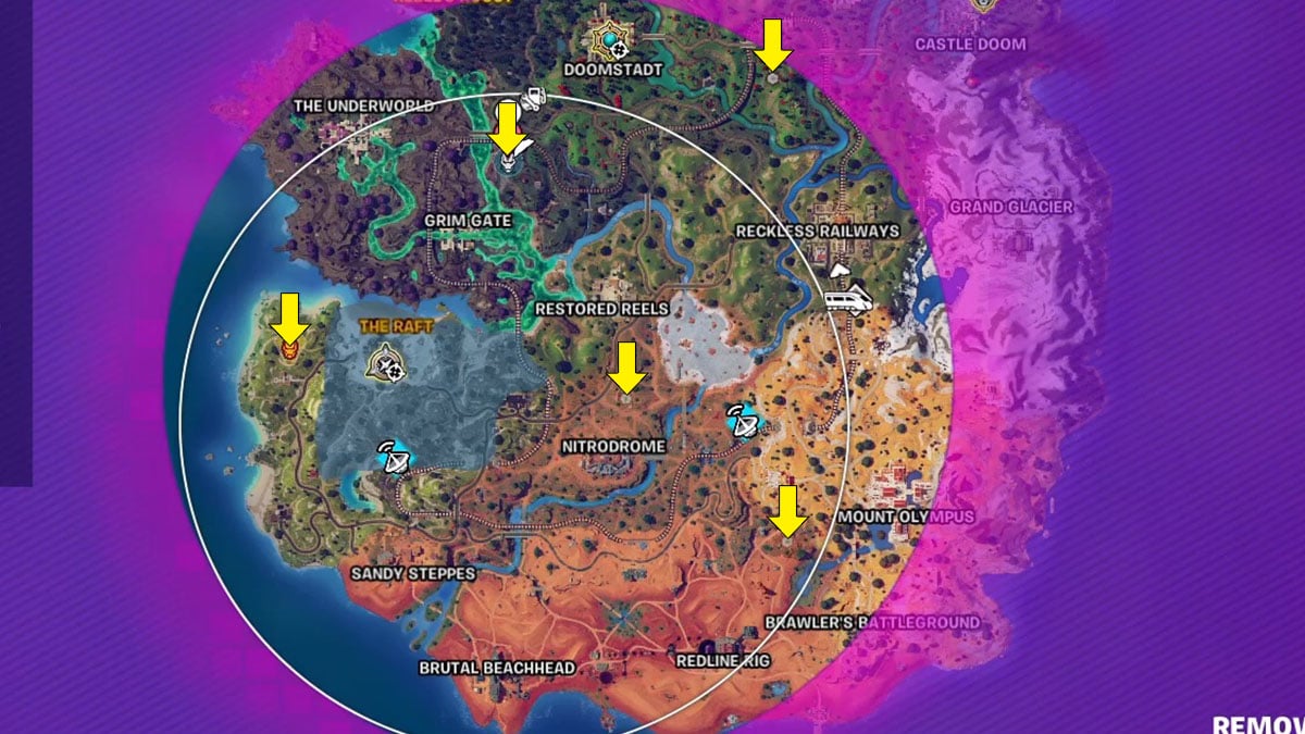 Fortnite map with Armor Stand and Stark Industry Chest locations