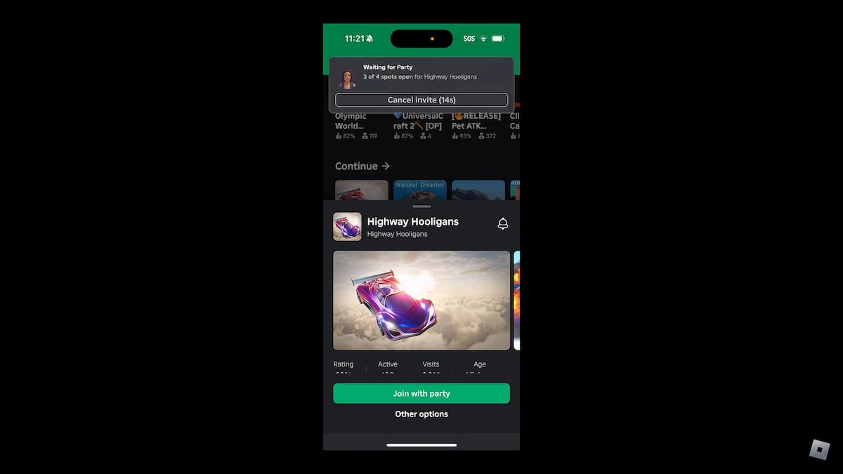 New Roblox Party feature.