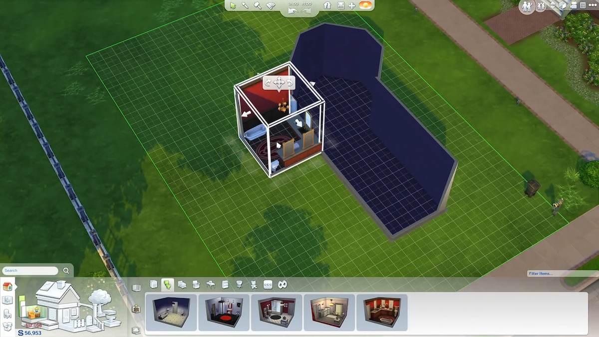 Building a bathroom in The Sims 4.