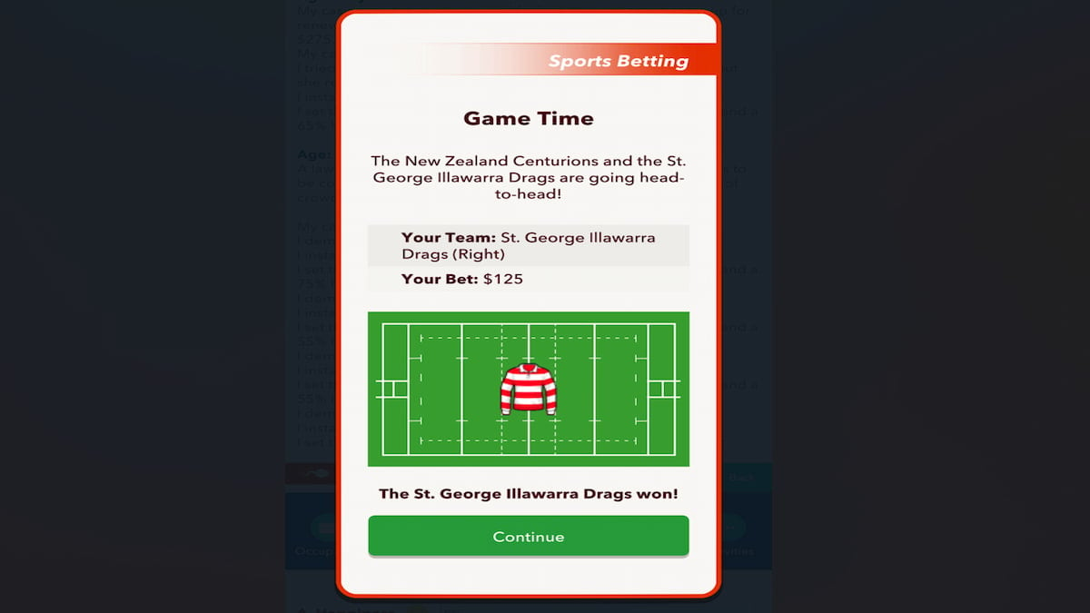 The Sports Betting Casino Game in BitLife