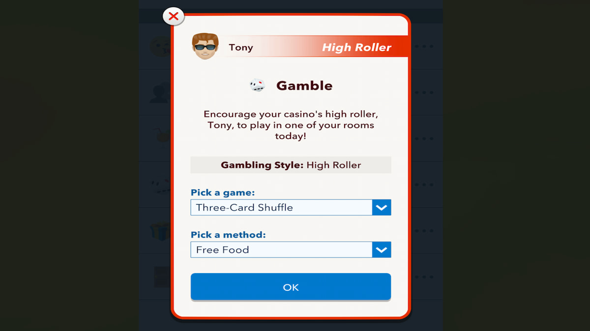 The Gamble Encouragement menu in BitLife