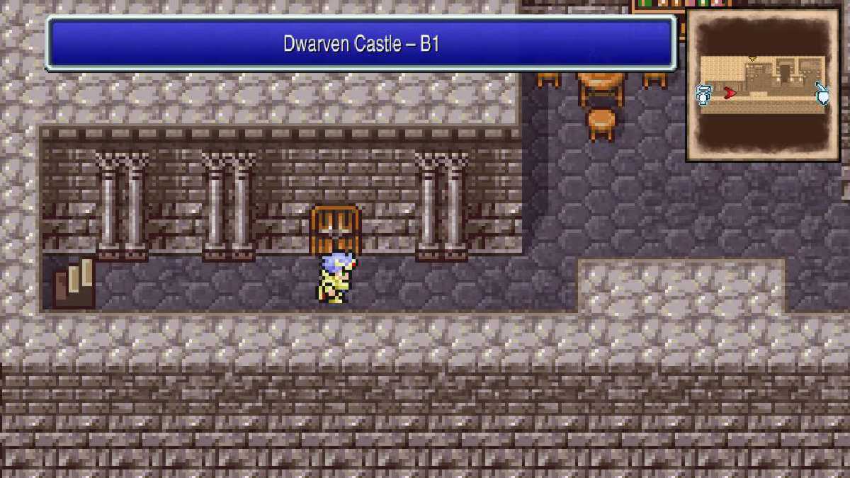 Cecil Harvey stands outside the Dwarven Castle's infirmary in Final Fantasy IV.