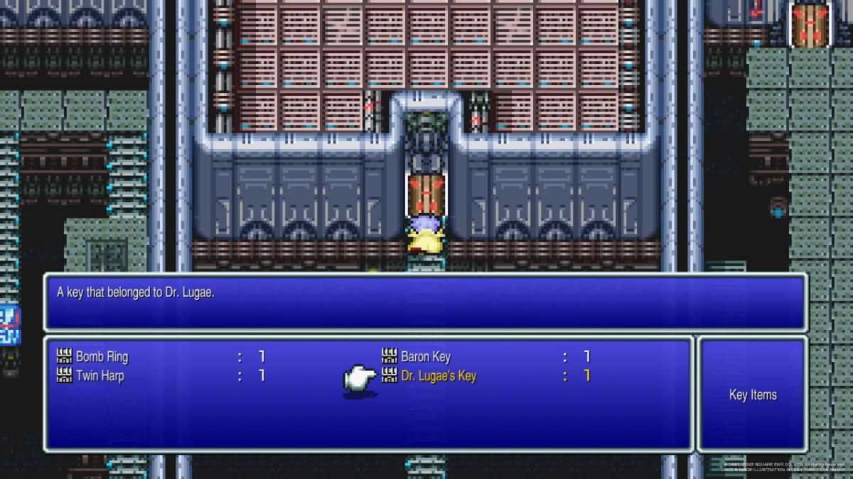 Cecil Harvey uses Dr. Lugae's Key on the locked door in the Tower of Babel in Final Fantasy IV.