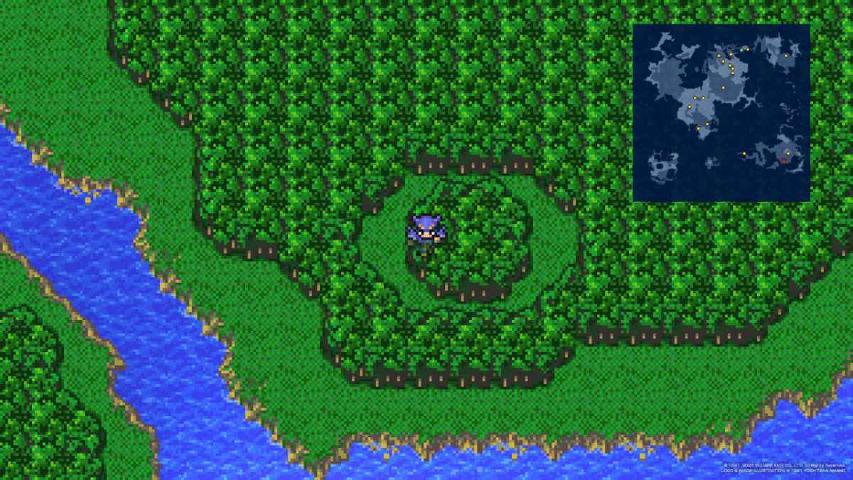 Cecil Harvey stands at the entrance of Mt. Ordeals area's Chocobo Forest in Final Fantasy IV.